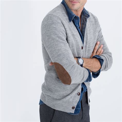 men's cardigan with elbow patches.